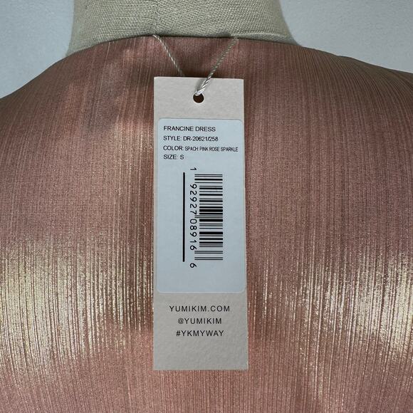 YUMI KIM Francine Pink Gold Sparkly Midi Dress Women's Size Small NWT Glam - Picture 5 of 11
